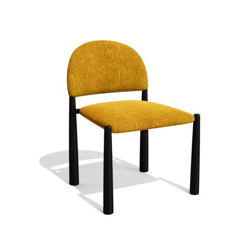 Lot De 2 Chaises Velours Texturé Moutarde Et Pieds Noirs