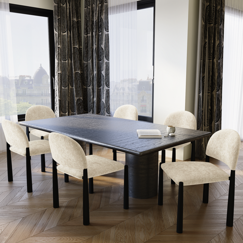 Lot De 2 Chaises Velours Texturé Beige Et Pieds Noirs