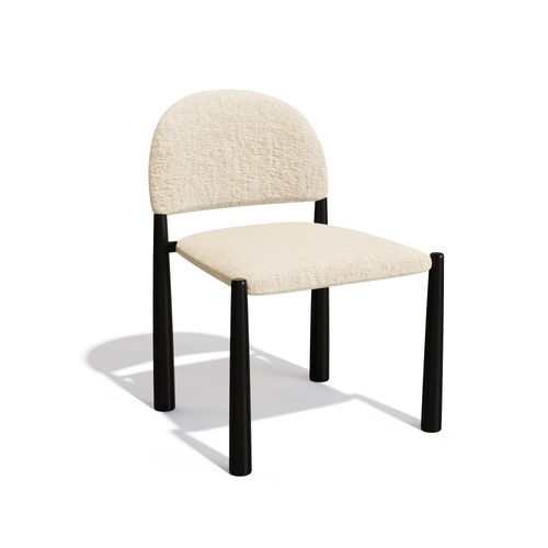 Lot De 2 Chaises Velours Texturé Beige Et Pieds Noirs