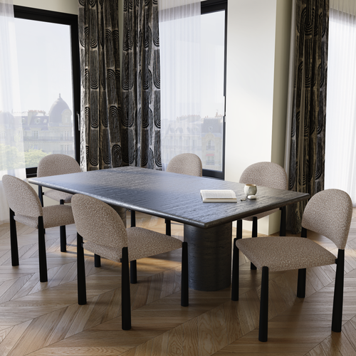 Lot De 2 Chaises Bouclette Taupe Et Pieds Noirs