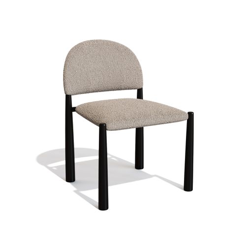 Lot De 2 Chaises Bouclette Taupe Et Pieds Noirs