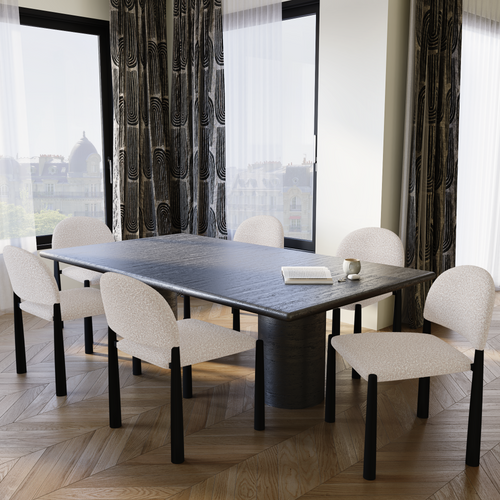 Lot De 2 Chaises Bouclette Crème Et Pieds Noirs