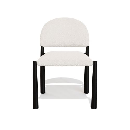 Lot De 2 Chaises Bouclette Crème Et Pieds Noirs