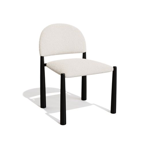 Lot De 2 Chaises Bouclette Crème Et Pieds Noirs