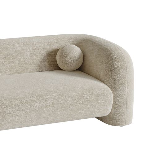 Canapé 3 Places Velours à Motifs Crème 226cm