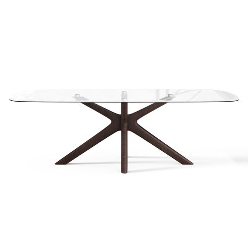 Table à Manger Verre Et Pied Noyer 200cm