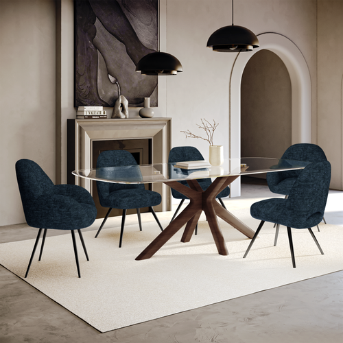 Table à Manger Verre Et Pied Noyer 200cm
