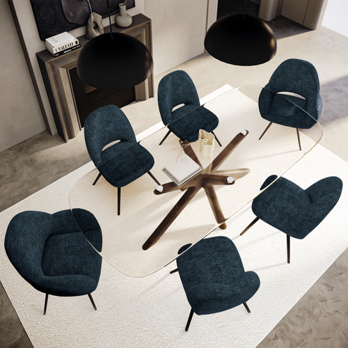 Table à Manger Verre Et Pied Noyer 200cm