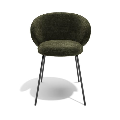 Lot De 2 Chaises Velours Texturé Kaki Et Pieds Noirs