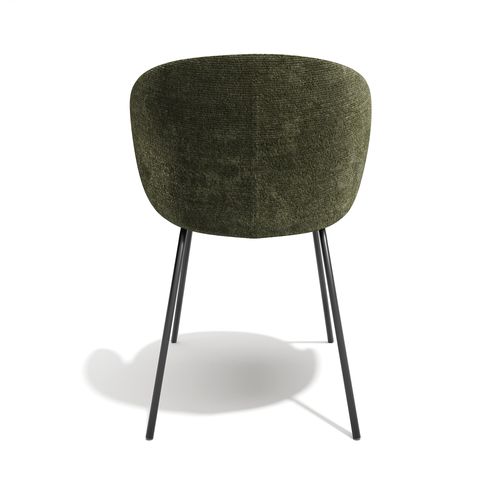 Lot De 2 Chaises Velours Texturé Kaki Et Pieds Noirs