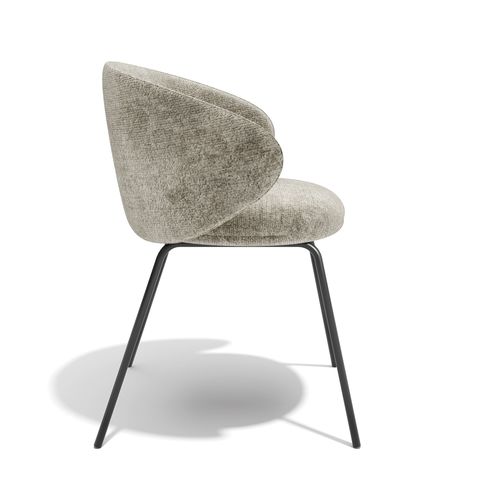 Lot De 2 Chaises Velours Texturé Taupe Et Pieds Noirs