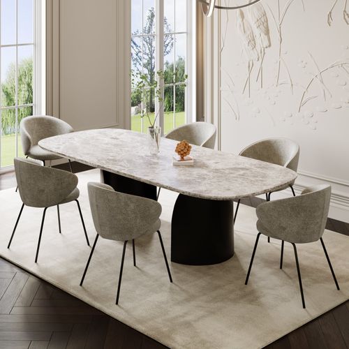 Lot De 2 Chaises Velours Texturé Taupe Et Pieds Noirs