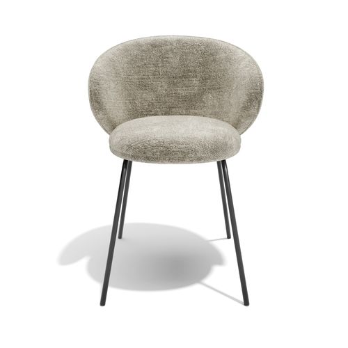 Lot De 2 Chaises Velours Texturé Taupe Et Pieds Noirs