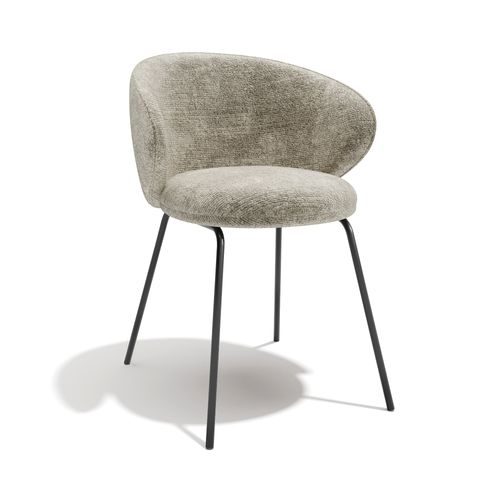 Lot De 2 Chaises Velours Texturé Taupe Et Pieds Noirs