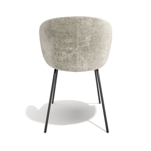 Lot De 2 Chaises Velours Texturé Taupe Et Pieds Noirs