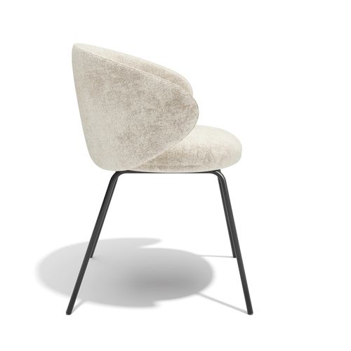 Lot De 2 Chaises Velours Texturé Crème Et Pieds Noirs