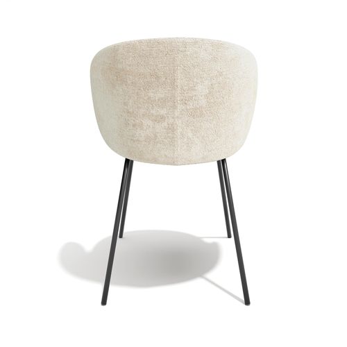 Lot De 2 Chaises Velours Texturé Crème Et Pieds Noirs