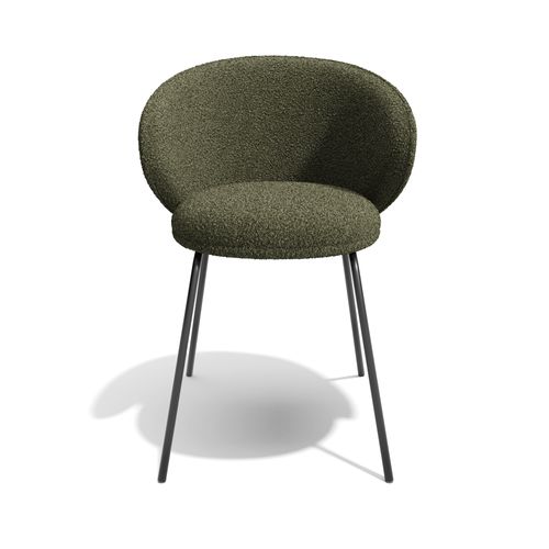 Lot De 2 Chaises Bouclette Kaki Et Pieds Noirs