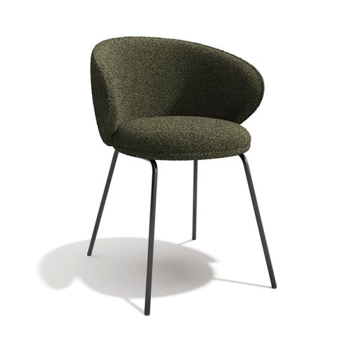 Lot De 2 Chaises Bouclette Kaki Et Pieds Noirs