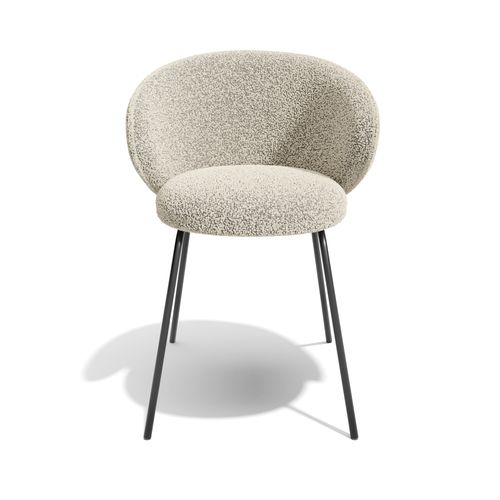 Lot De 2 Chaises Bouclette Beige Et Pieds Noirs