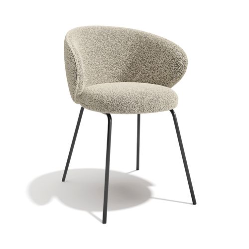 Lot De 2 Chaises Bouclette Beige Et Pieds Noirs