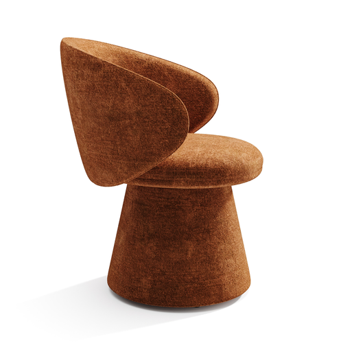 Fauteuil De Salon Rotatif 180° Velours Texturé Terracotta