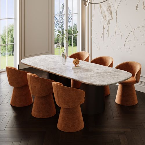 Fauteuil De Salon Rotatif 180° Velours Texturé Terracotta