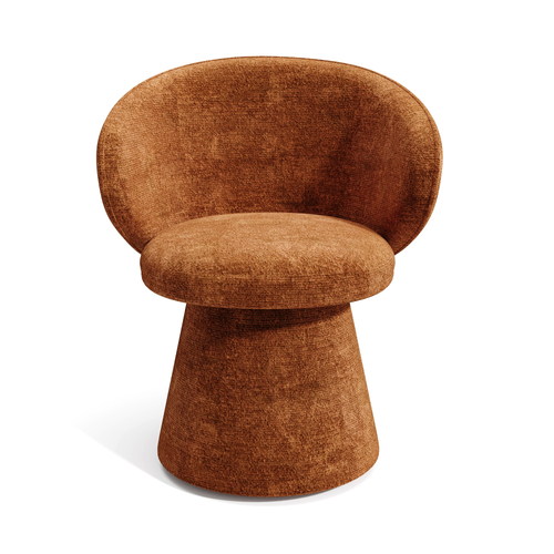 Fauteuil De Salon Rotatif 180° Velours Texturé Terracotta