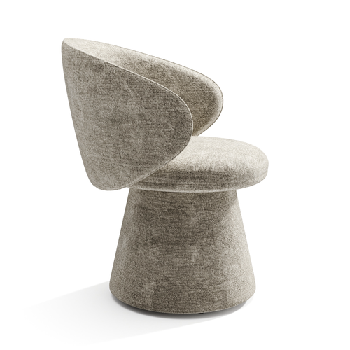 Fauteuil De Salon Rotatif 180° Velours Texturé Taupe