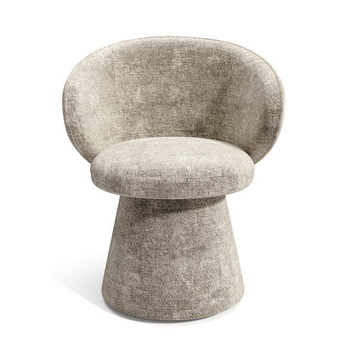 Fauteuil De Salon Rotatif 180° Velours Texturé Taupe