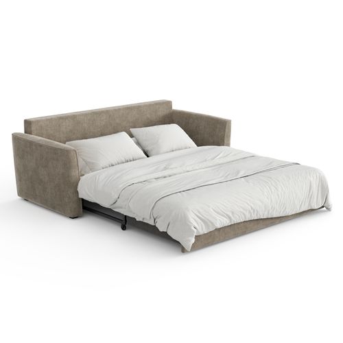 Canapé Convertible 3 Places Tissu Tramé Touché Doux Taupe 180cm