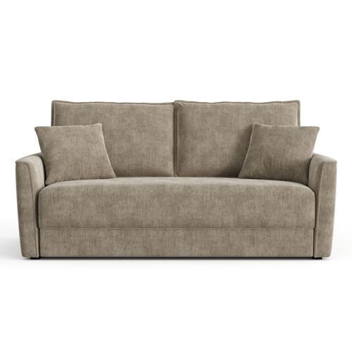 Canapé Convertible 3 Places Tissu Tramé Touché Doux Taupe 180cm