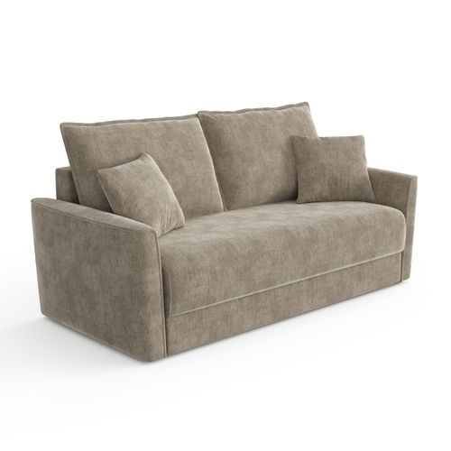 Canapé Convertible 3 Places Tissu Tramé Touché Doux Taupe 180cm