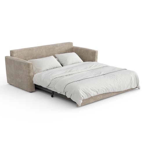 Canapé Convertible 3 Places Velours Côtelé Taupe 180cm