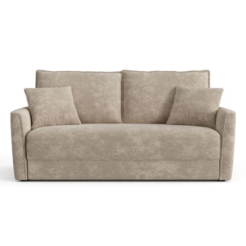 Canapé Convertible 3 Places Velours Côtelé Taupe 180cm