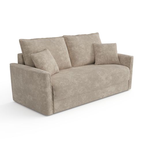 Canapé Convertible 3 Places Velours Côtelé Taupe 180cm