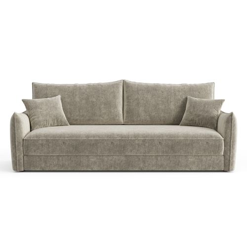 Canapé Convertible 3 Places Velours Texturé Taupe 213cm