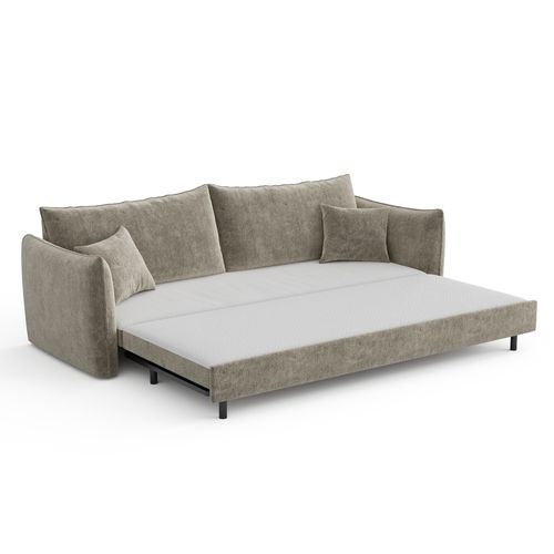 Canapé Convertible 3 Places Velours Texturé Taupe 213cm