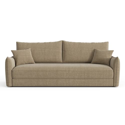 Canapé Convertible 3 Places Tissu Tramé Taupe 213cm