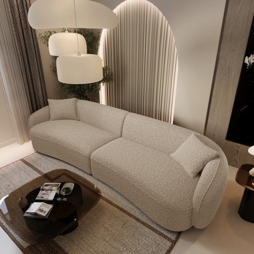 Canapé 4 Places Tissu Bouclette Beige