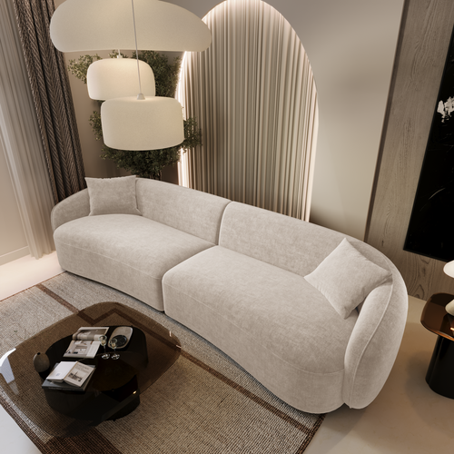 Canapé 4 Places Tissu Tramé Touché Doux Crème