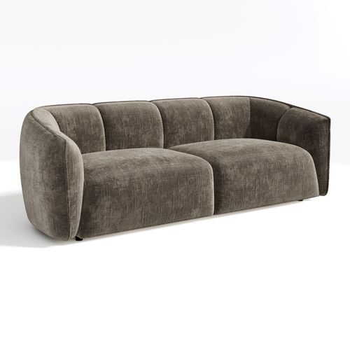 Canapé 4 Places Velours Tramé Brun Expresso