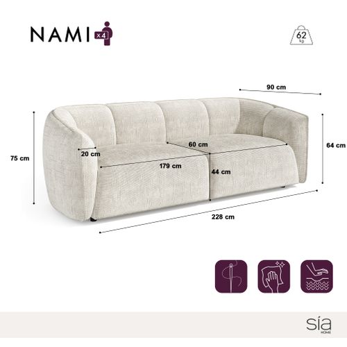 Canapé 4 Places Velours Tramé Brun Expresso