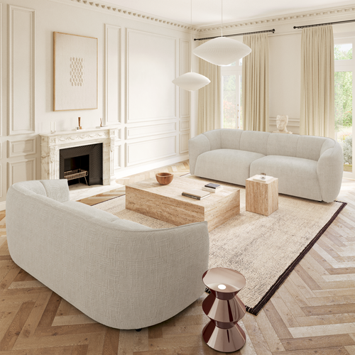 Canapé 4 Places Velours Tramé Crème