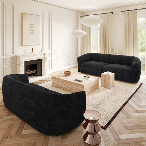 Canapé 4 Places Velours Tramé Noir