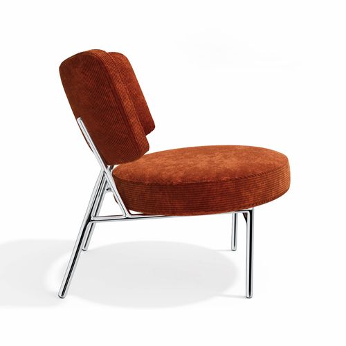 Fauteuil De Salon Velours Côtelé Orange Rétro