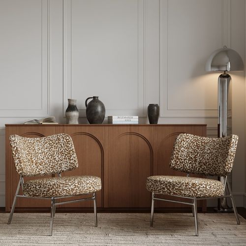 Fauteuil De Salon Tissu Texturé à Motifs Marron