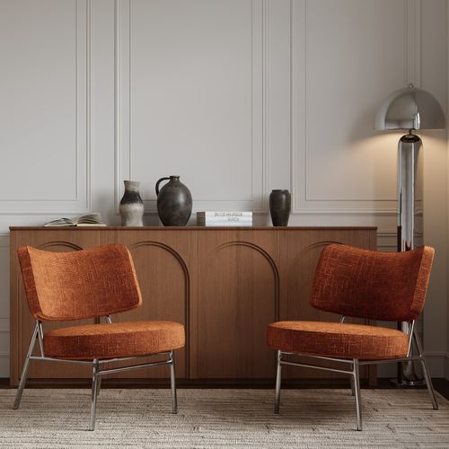 Fauteuil De Salon Velours Tramé Terracotta