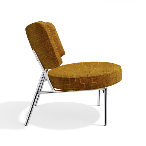 Fauteuil De Salon Velours Tramé Moutarde