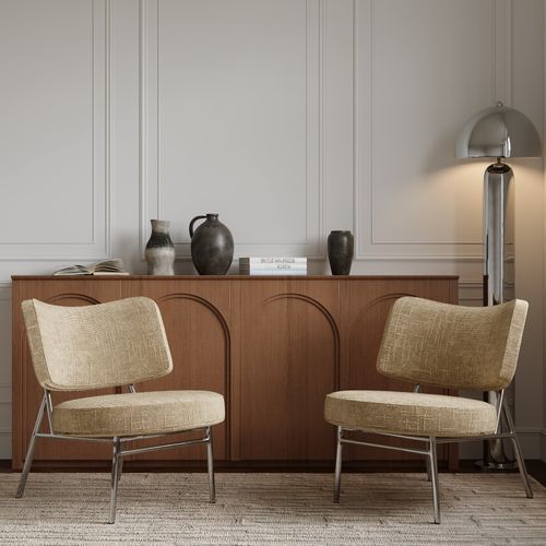 Fauteuil De Salon Velours Tramé Taupe